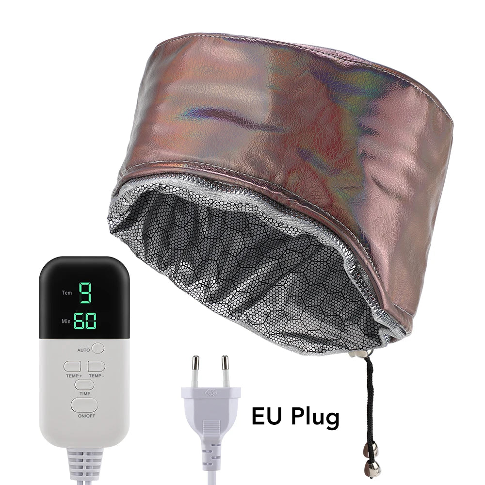 Bonnet Vapeur Chauffant Hailicare – 9 Températures, 5 Minuteries, Cuir PU, Soin Capillaire Spa Maison