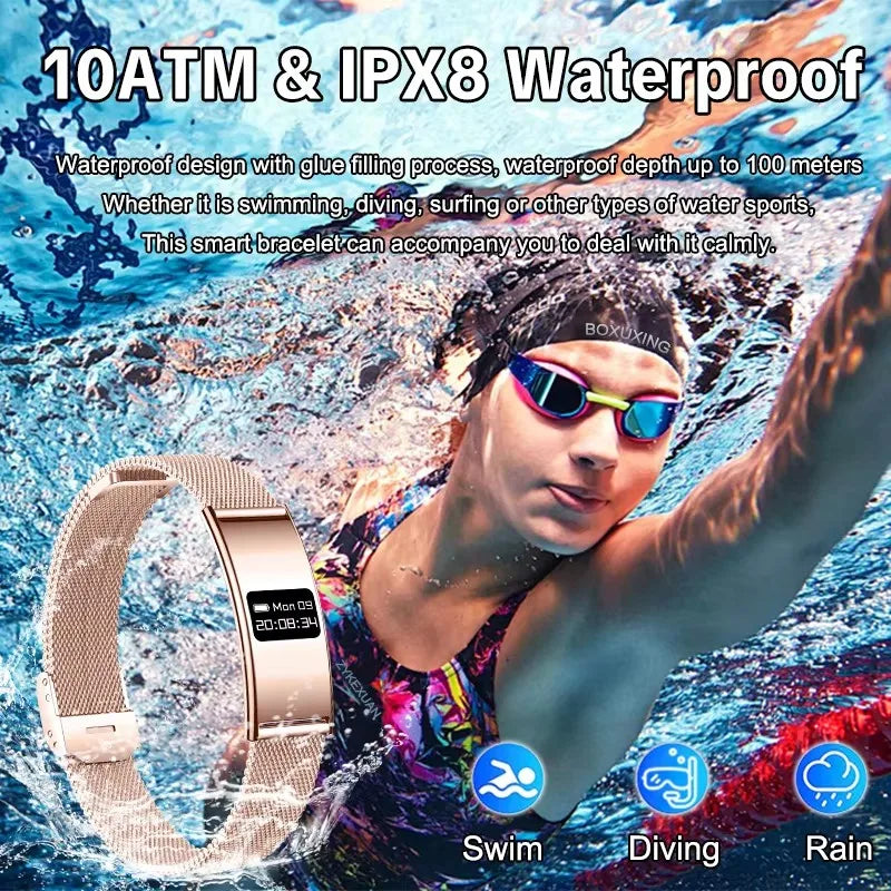 Montre Connectée Ultra-Fine BOXUXING 2026 – Suivi Cardio, SpO2, Sommeil, IPX8 | Bracelet Sportif Femme