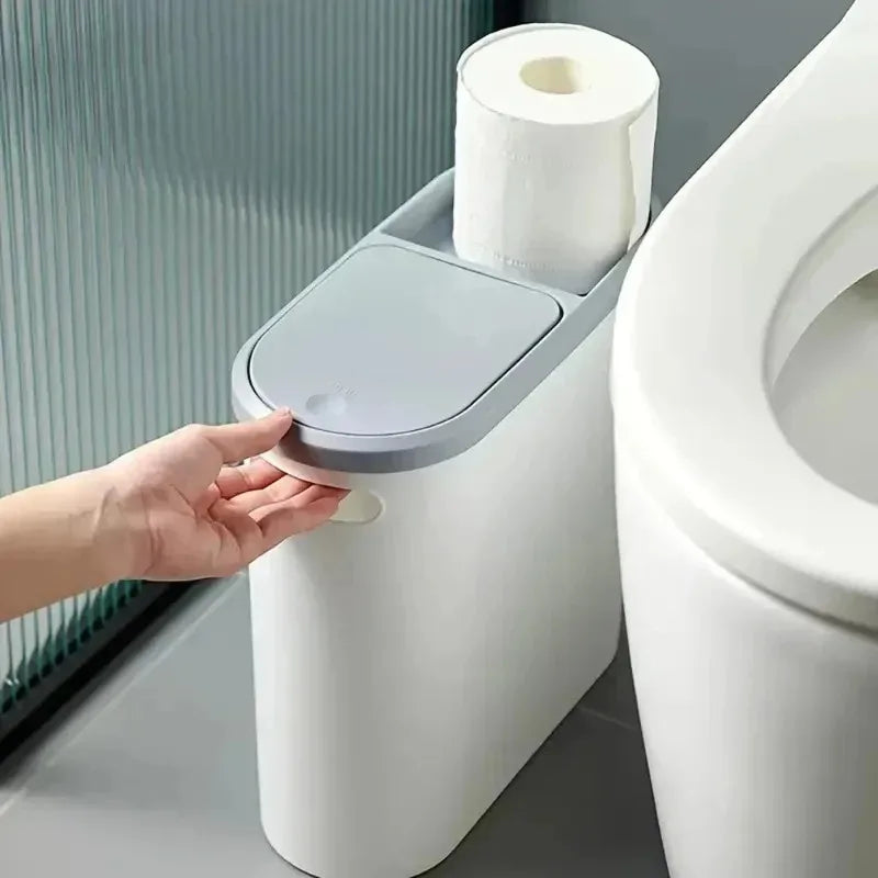 Poubelle à Pression avec Couvercle – Design Étroit, Grande Capacité | Cuisine, Salle de Bain