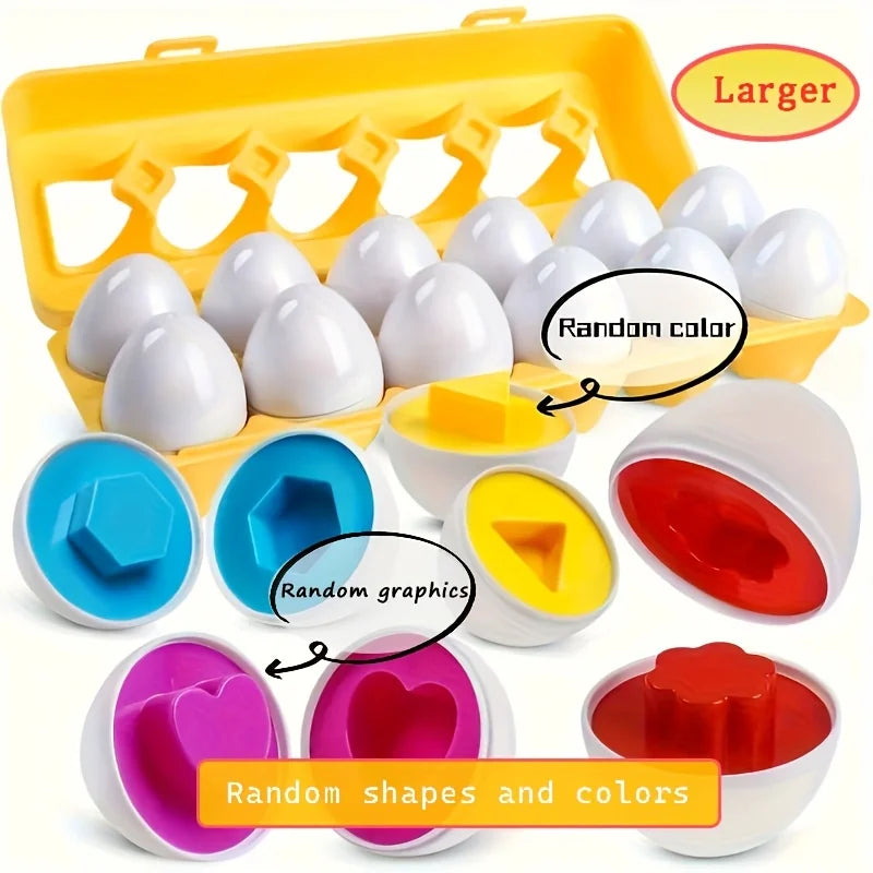 Jouet d'Association Couleurs & Formes – Œufs Simulés Géométriques avec Boîte de Rangement