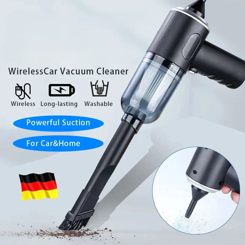 Aspirateur de voiture sans fil 9000Pa – Mini aspirateur portable USB rechargeable 1200mAh, sec et humide