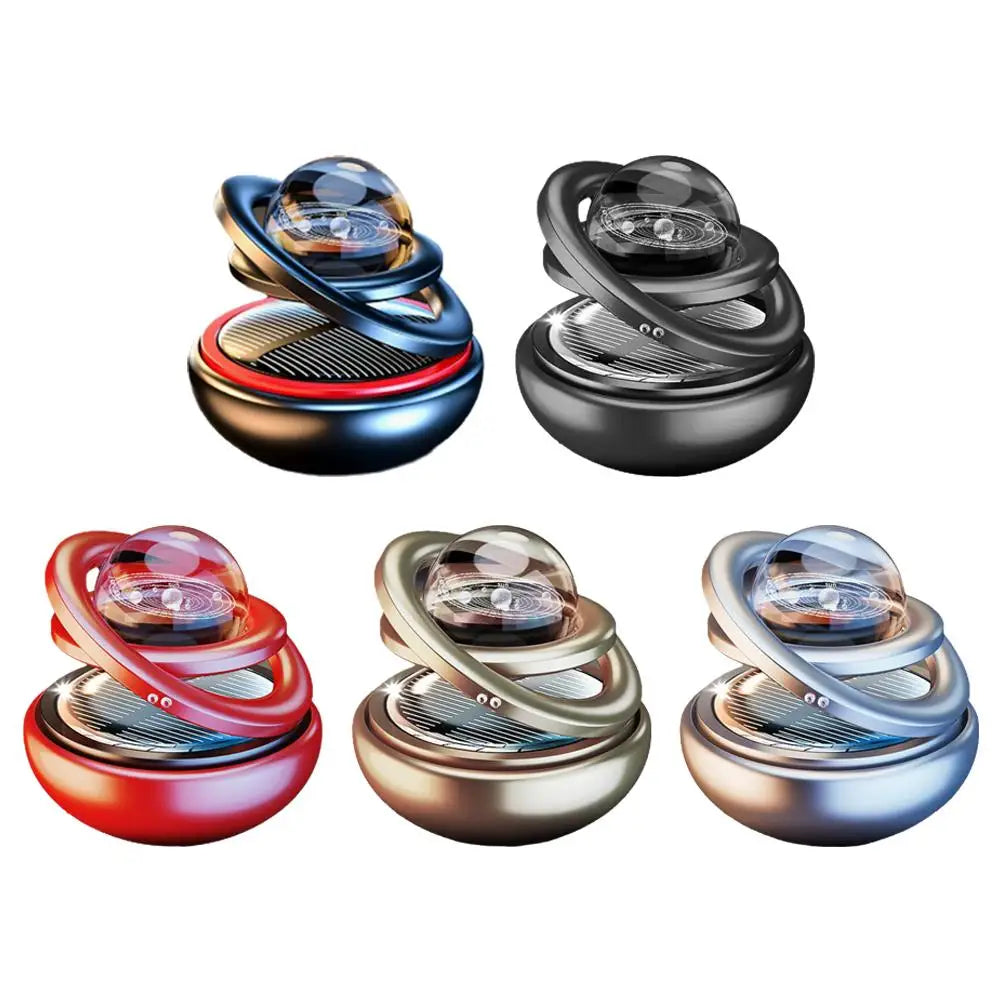 Désodorisant Solaire Rotatif pour Voiture – Boule Étoile Double Anneau & Diffuseur Aromatique