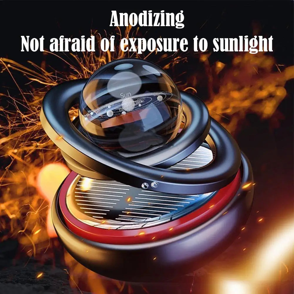 Désodorisant Solaire Rotatif pour Voiture – Boule Étoile Double Anneau & Diffuseur Aromatique