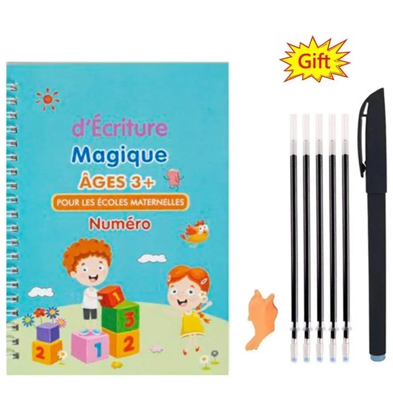Cahier Magique d'Écriture Française – Ardoise Réutilisable avec Stylo | Enfants 3-8 ans