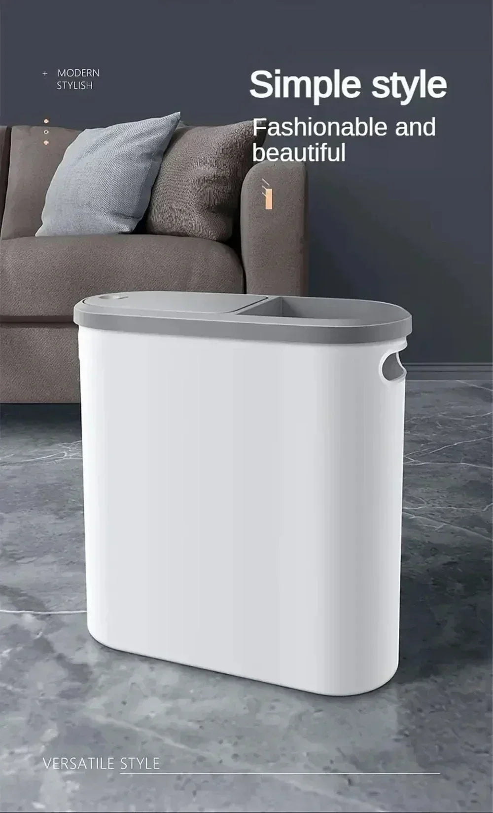 Poubelle à Pression avec Couvercle – Design Étroit, Grande Capacité | Cuisine, Salle de Bain