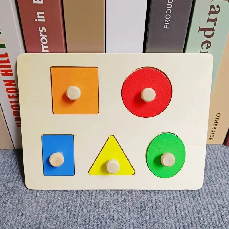 Blocs de Construction Montessori en Bois – Couleurs, Formes & Puzzle Éducatif