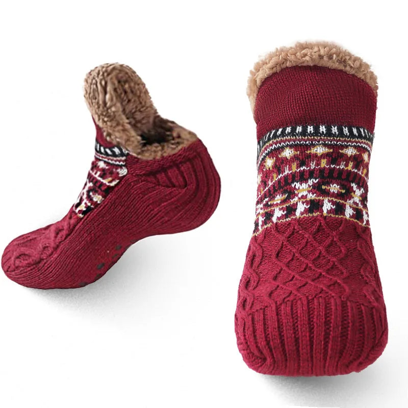 Chaussettes de sol chaudes pour hommes et femmes, chaussettes de neige, tapis de sommeil, pantoufles, chaussettes de Yoga antidérapantes, automne et hiver, 2024