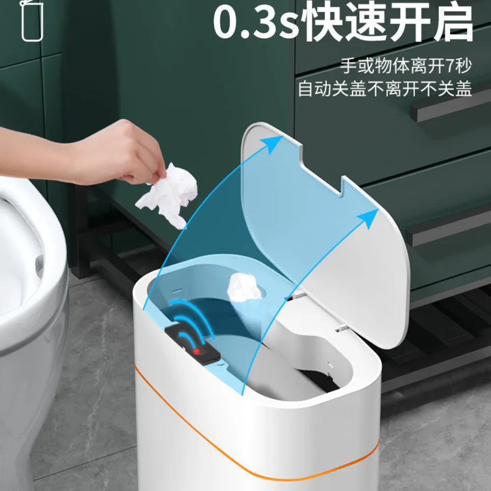 Poubelle Intelligente 16L – Capteur Automatique, Couvercle Sans Contact | Cuisine, Salle de Bain