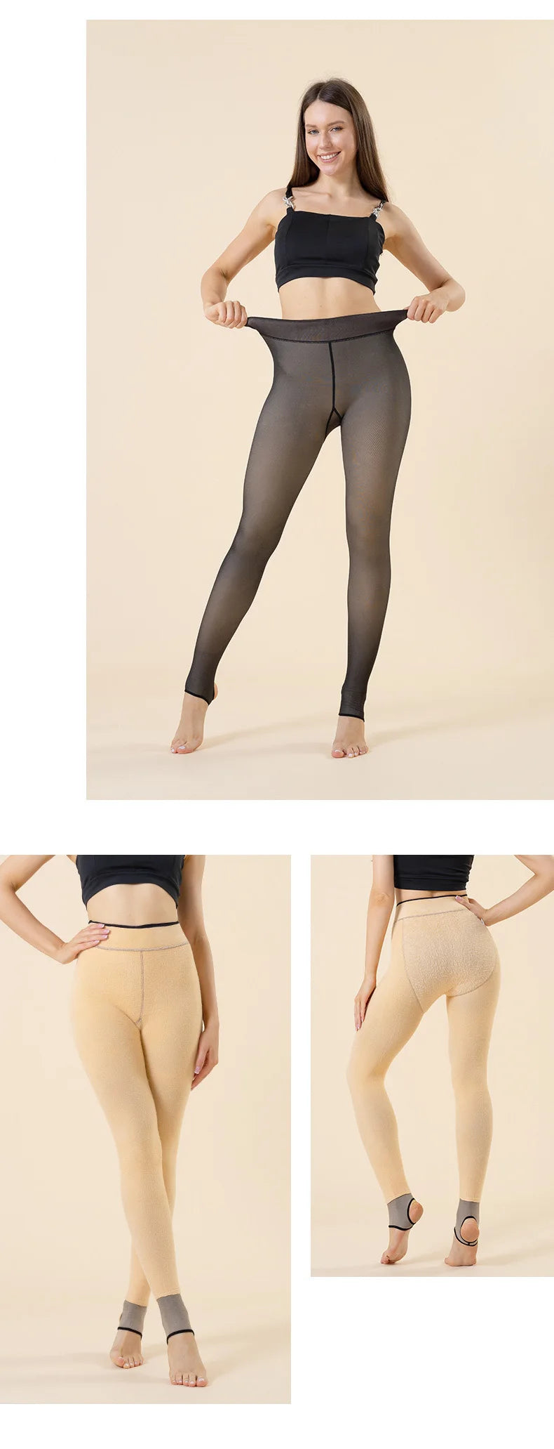 Femme collants thermiques Sexy translucide polaire Leggings collants mince hiver chaud épais velours bas femme Streetwear pantalon