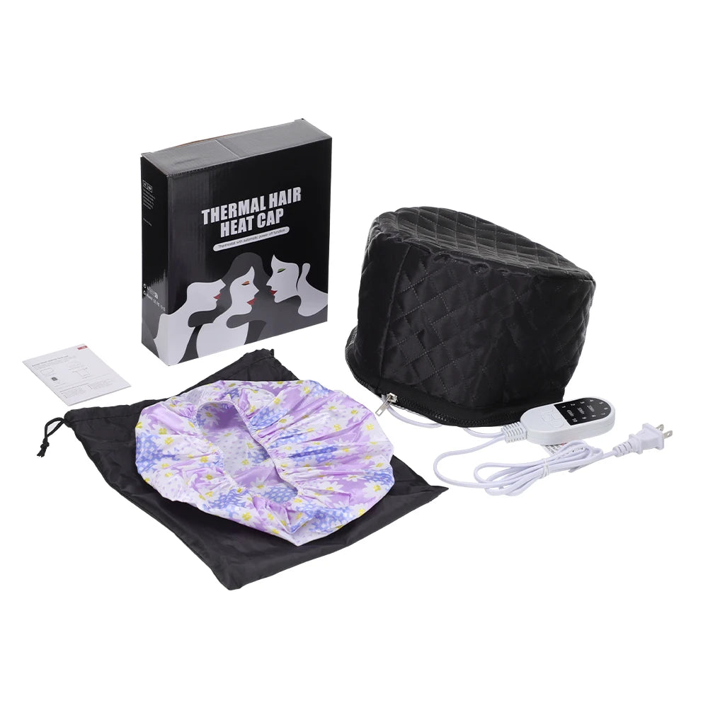 Bonnet Vapeur Chauffant Hailicare – 9 Températures, 5 Minuteries, Cuir PU, Soin Capillaire Spa Maison