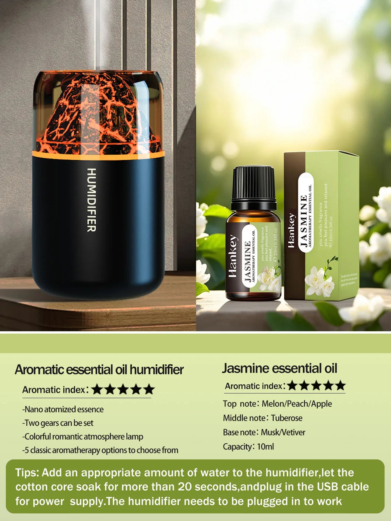 Humidificateur Diffuseur d'Arômes USB – Lampe Volcanique Colorée