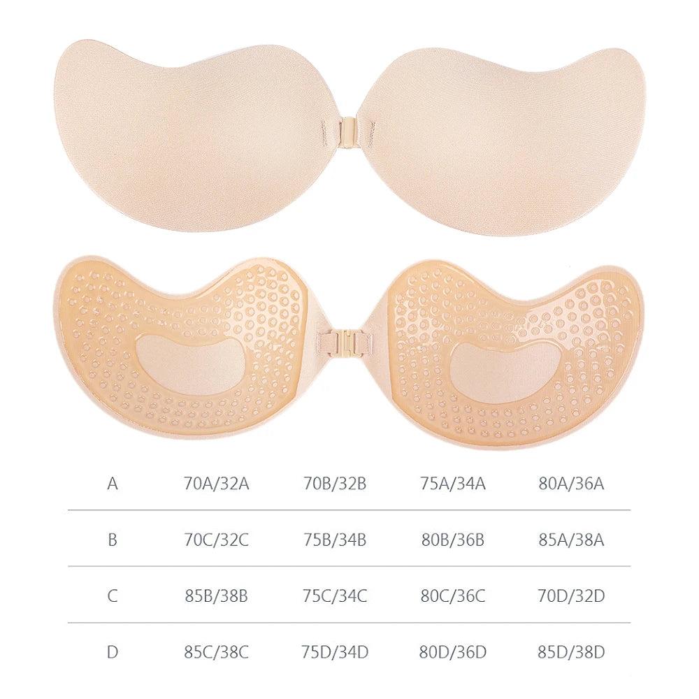 Soutien-gorge adhésif invisible push-up – Sans bretelles, sans dos, en silicone réutilisable (1 ou 2 paires)