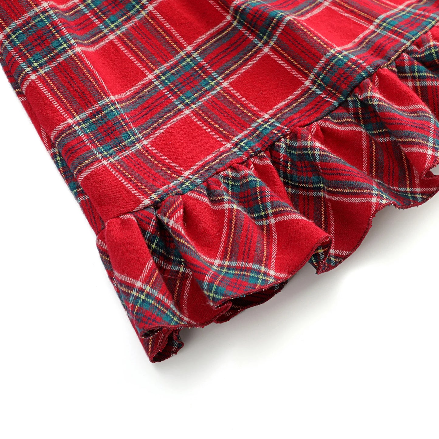Flanelle Noël Famille Tenues Assortis Garçons Et Filles Pyjamas À Volants Blanc Dentelle Rouge À Manches Longues Bébé Bouton Enfants Pyjamas Ensembles