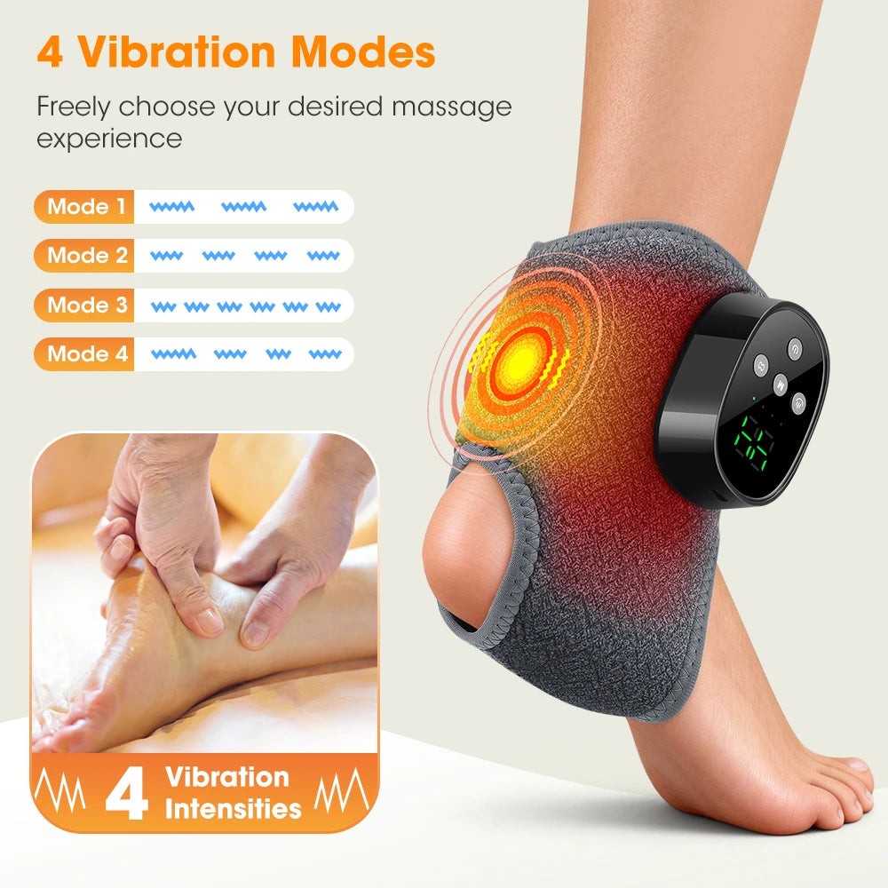 Masseur de Cheville Sans Fil – Chaleur & Vibration, 4 Modes, Batterie 1800mAh | Maison & Bureau