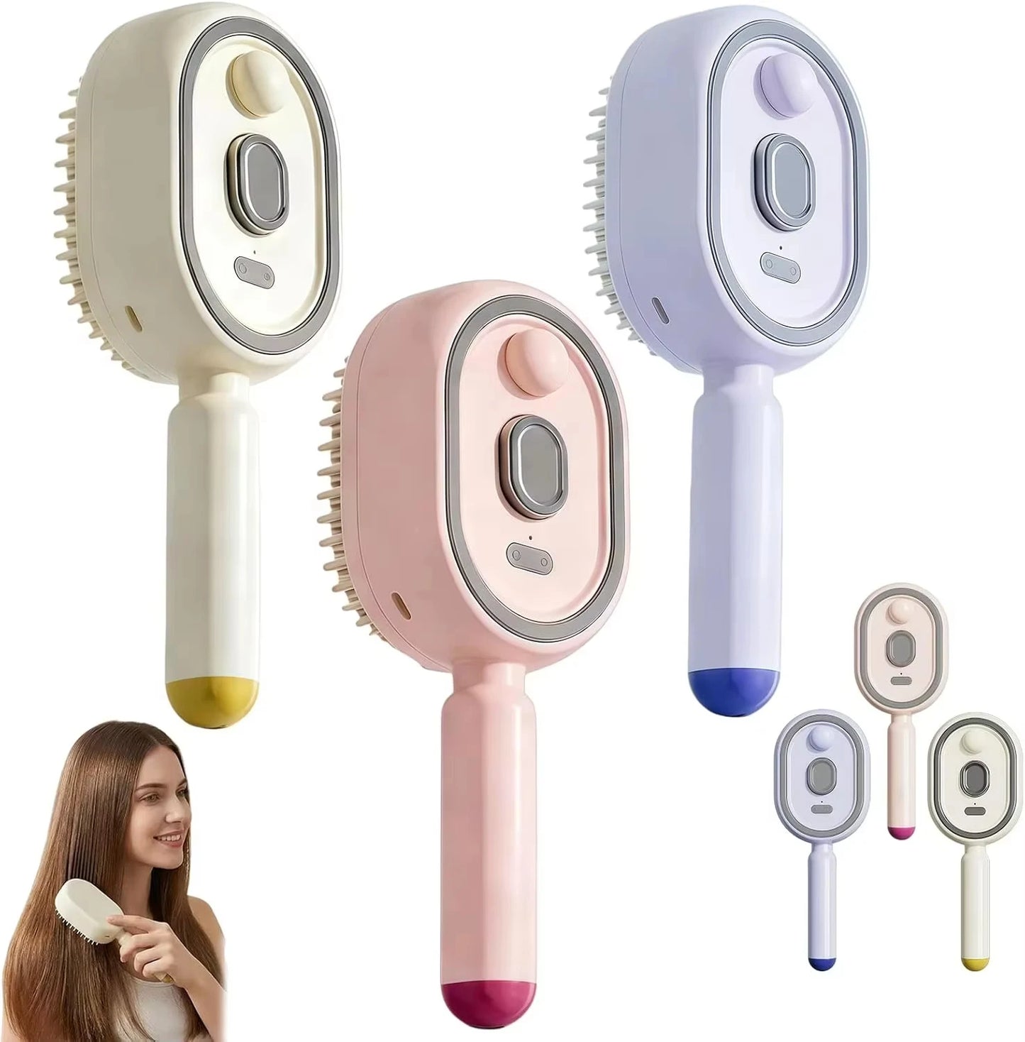 Brosse à Cheveux Électrique à Vapeur 3-en-1 – Lissage, Démêlage & Anti-Frisottis