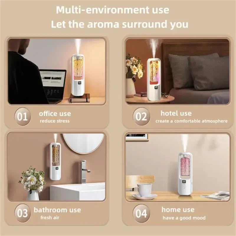 Diffuseur d’arômes mural automatique – Purificateur d’air, veilleuse colorée, rechargeable USB-C