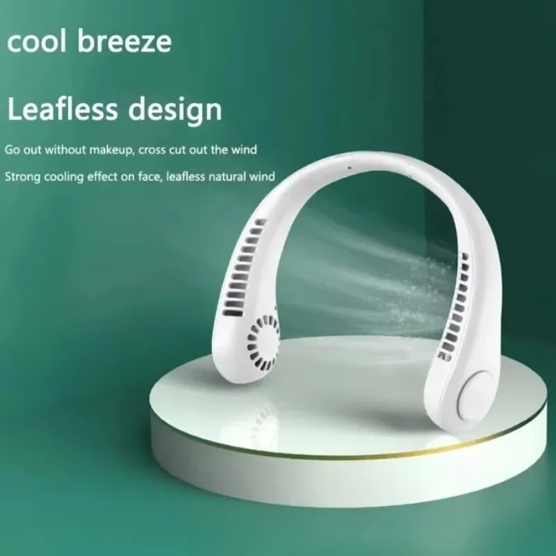 Ventilateur de Cou Sans Pales USB Rechargeable – 3 Vitesses, Mains Libres, Été & Voyage