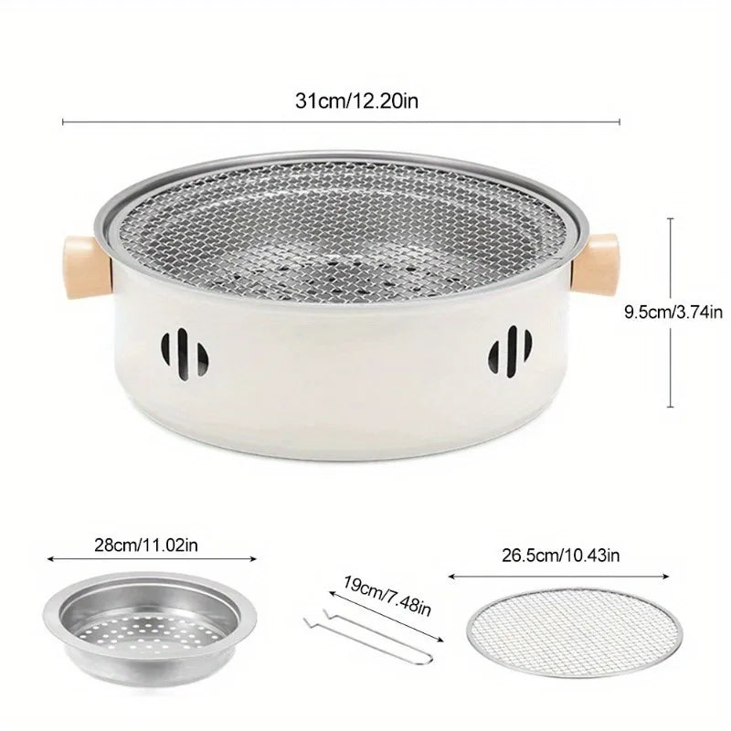 Barbecue Portable Compact en Acier Inoxydable – Gril à Charbon de Bureau, Intérieur & Extérieur