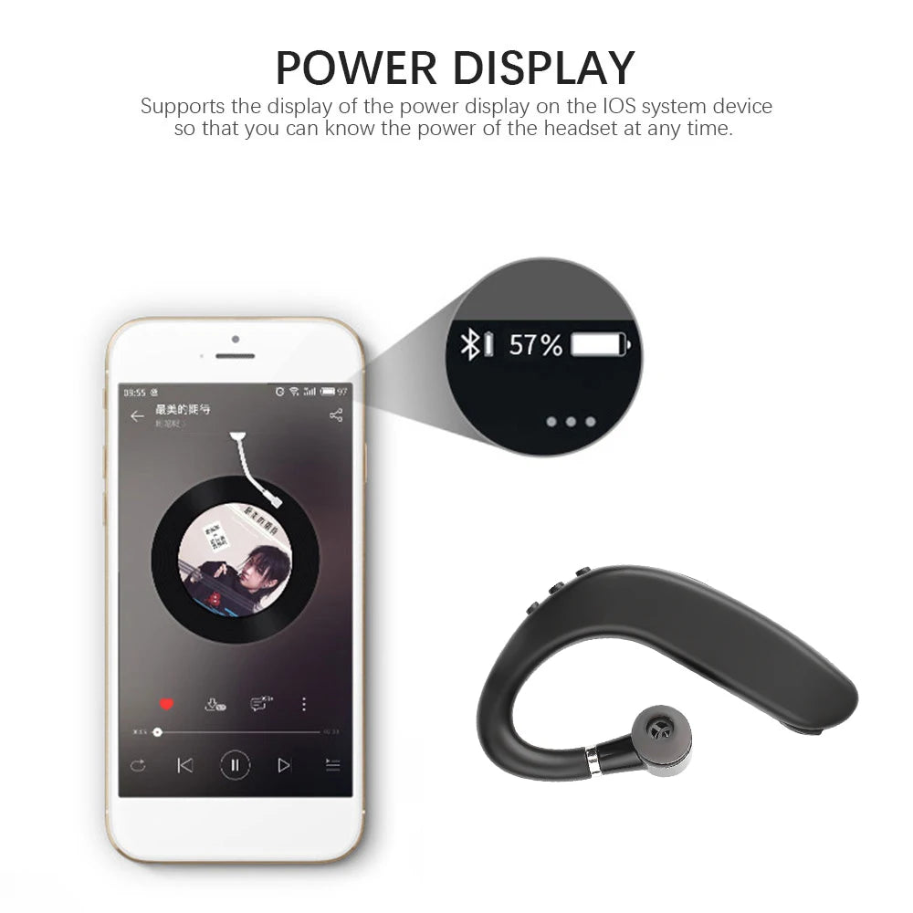 Écouteur Bluetooth 5.0 Sans Fil – Oreillette Mono Longue Durée avec Micro, Compatible Tous Téléphones