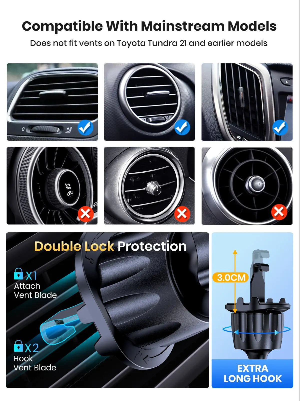 Support téléphone voiture TOPK – Fixation par gravité, pare-brise, tableau de bord et grille d'aération