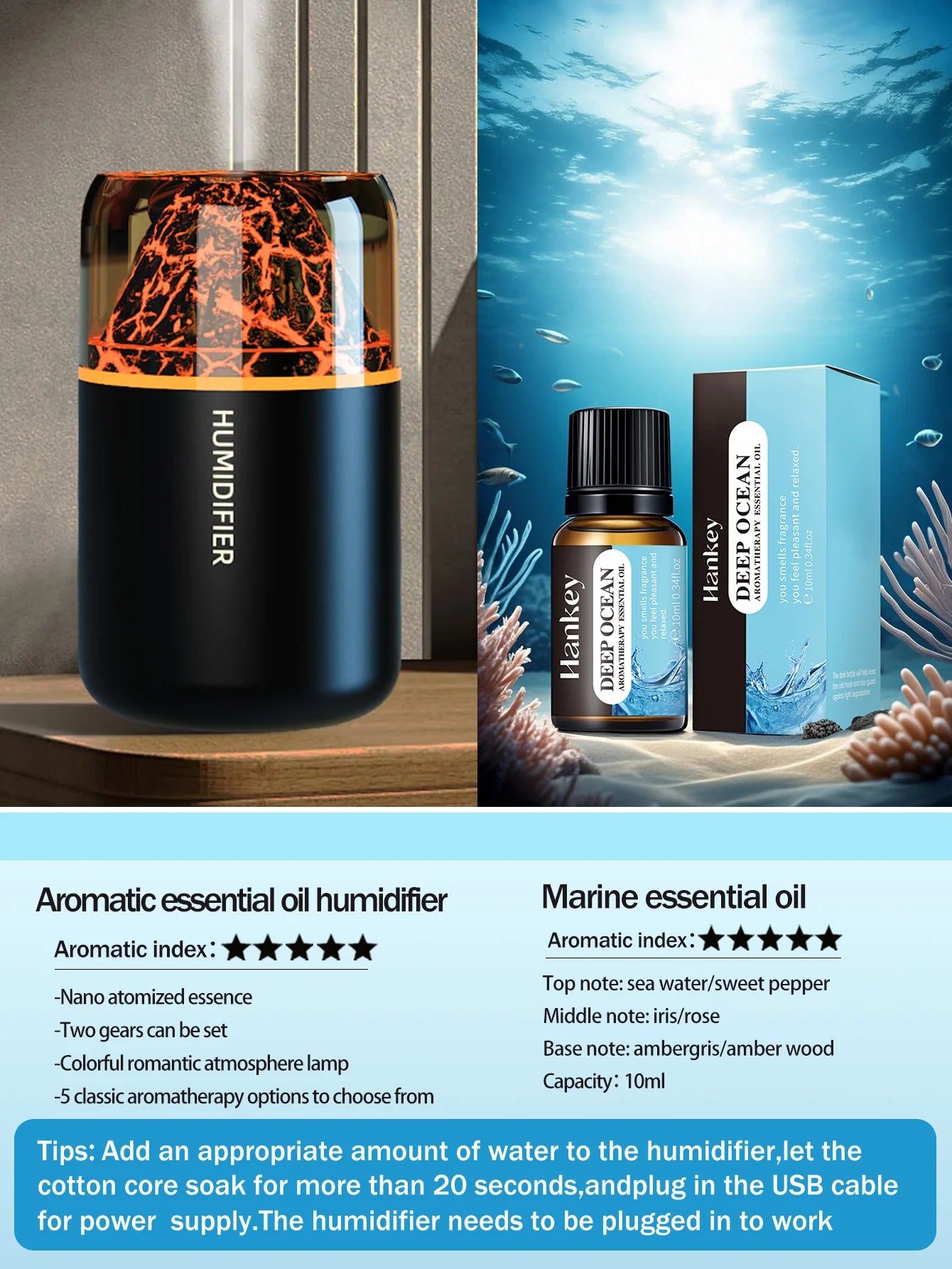 Humidificateur Diffuseur d'Arômes USB – Lampe Volcanique Colorée