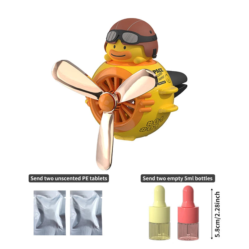 Clip Aromathérapie Magnétique pour Voiture – Figurine Mignonne + 2 Tablettes & 2 Flacons 5ml