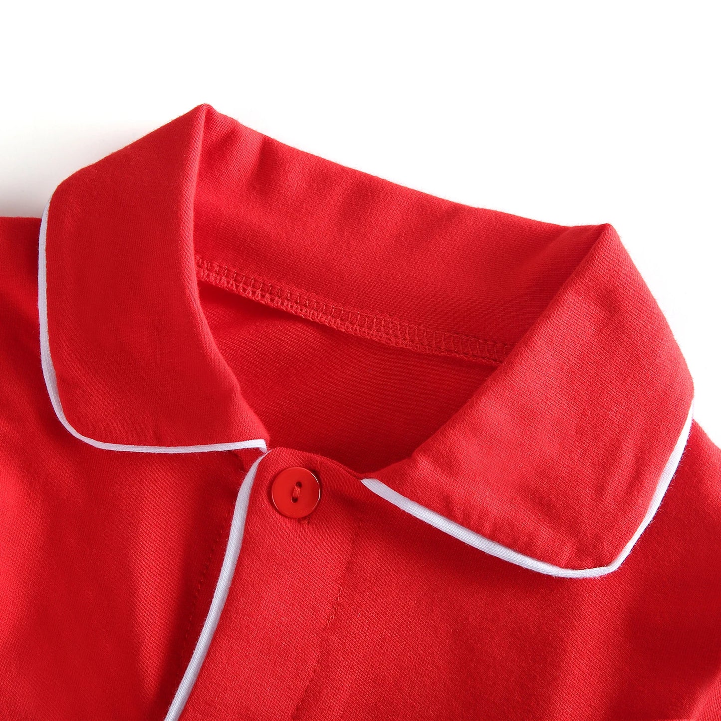 Flanelle Noël Famille Tenues Assortis Garçons Et Filles Pyjamas À Volants Blanc Dentelle Rouge À Manches Longues Bébé Bouton Enfants Pyjamas Ensembles