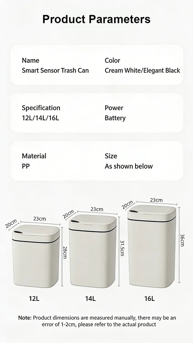 Poubelle Intelligente à Capteur 16L – Couvercle Automatique Mains Libres | Cuisine, Bureau, Salle de Bain