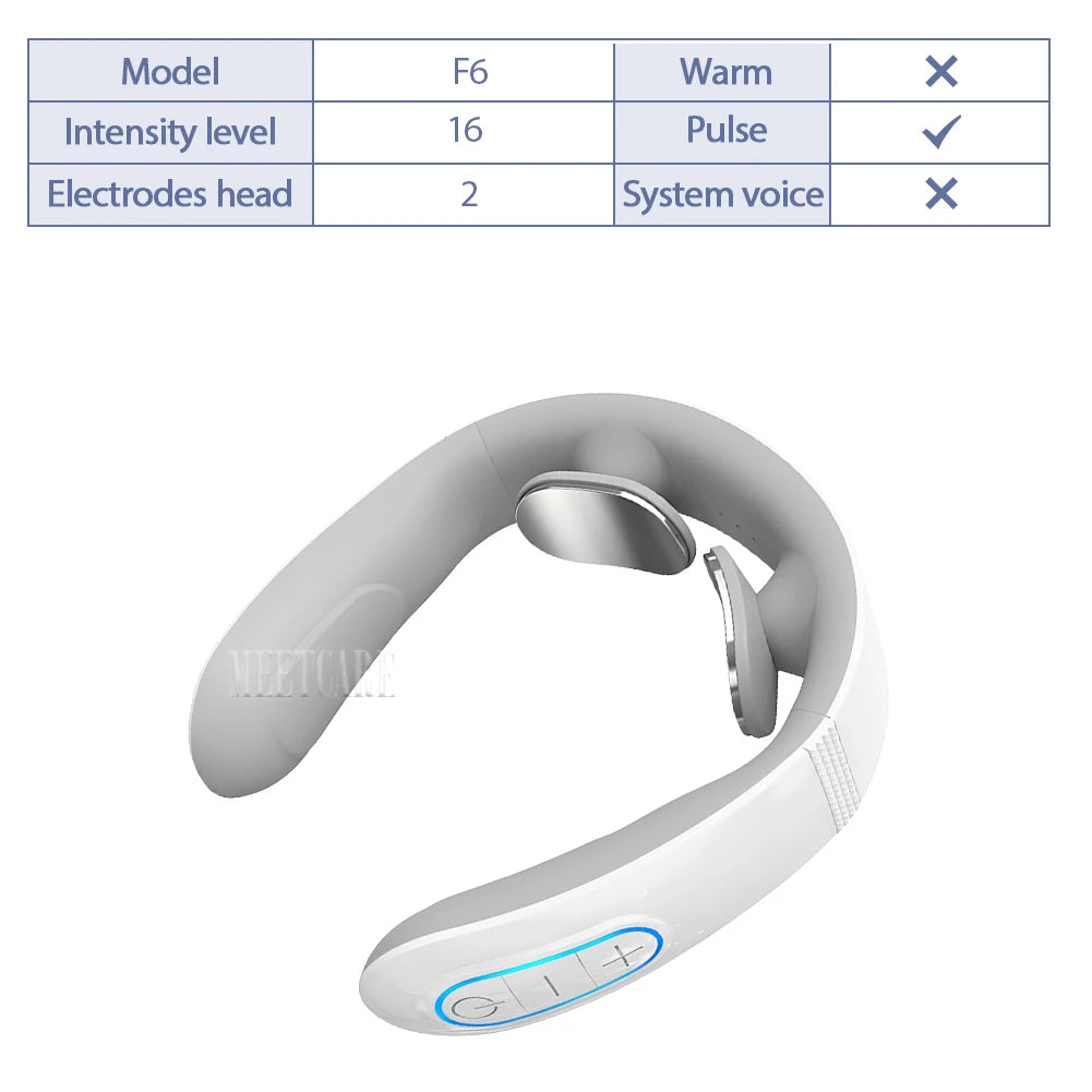 Masseur de Cou Intelligent TENS MEETCARE – 16 Niveaux, 10 Modes, Soulagement Douleur Cervicale
