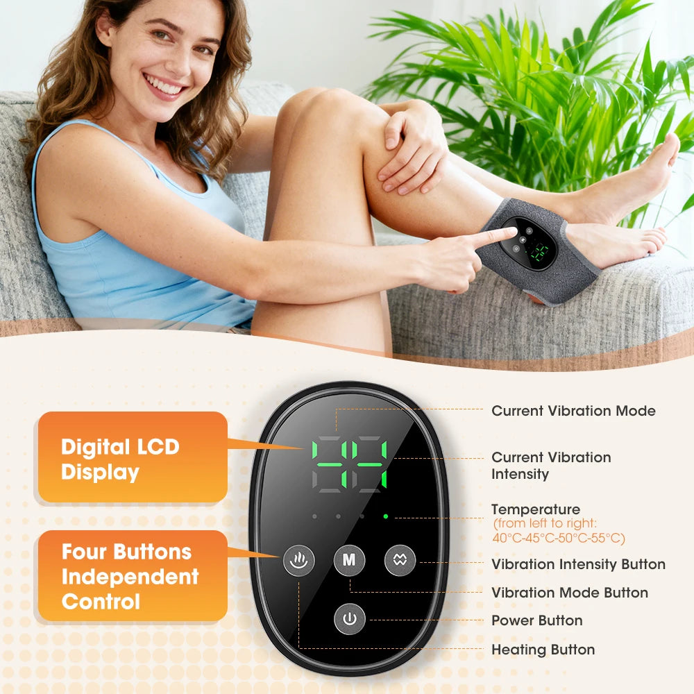 Masseur de Cheville Sans Fil – Chaleur & Vibration, 4 Modes, Batterie 1800mAh | Maison & Bureau