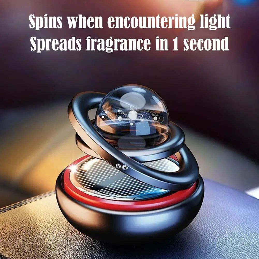 Désodorisant Solaire Rotatif pour Voiture – Boule Étoile Double Anneau & Diffuseur Aromatique