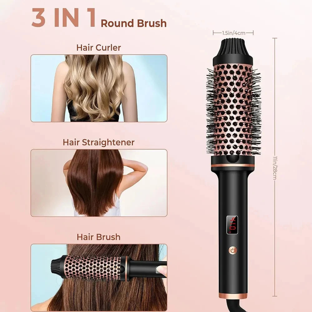 Fer à lisser ionique 3 en 1 – Fer à friser professionnel avec brosse chauffante