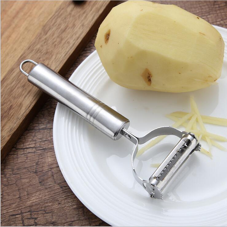 Éplucheur-râpe julienne 2-en-1 en acier inoxydable – Pommes de terre, concombre, carotte et plus