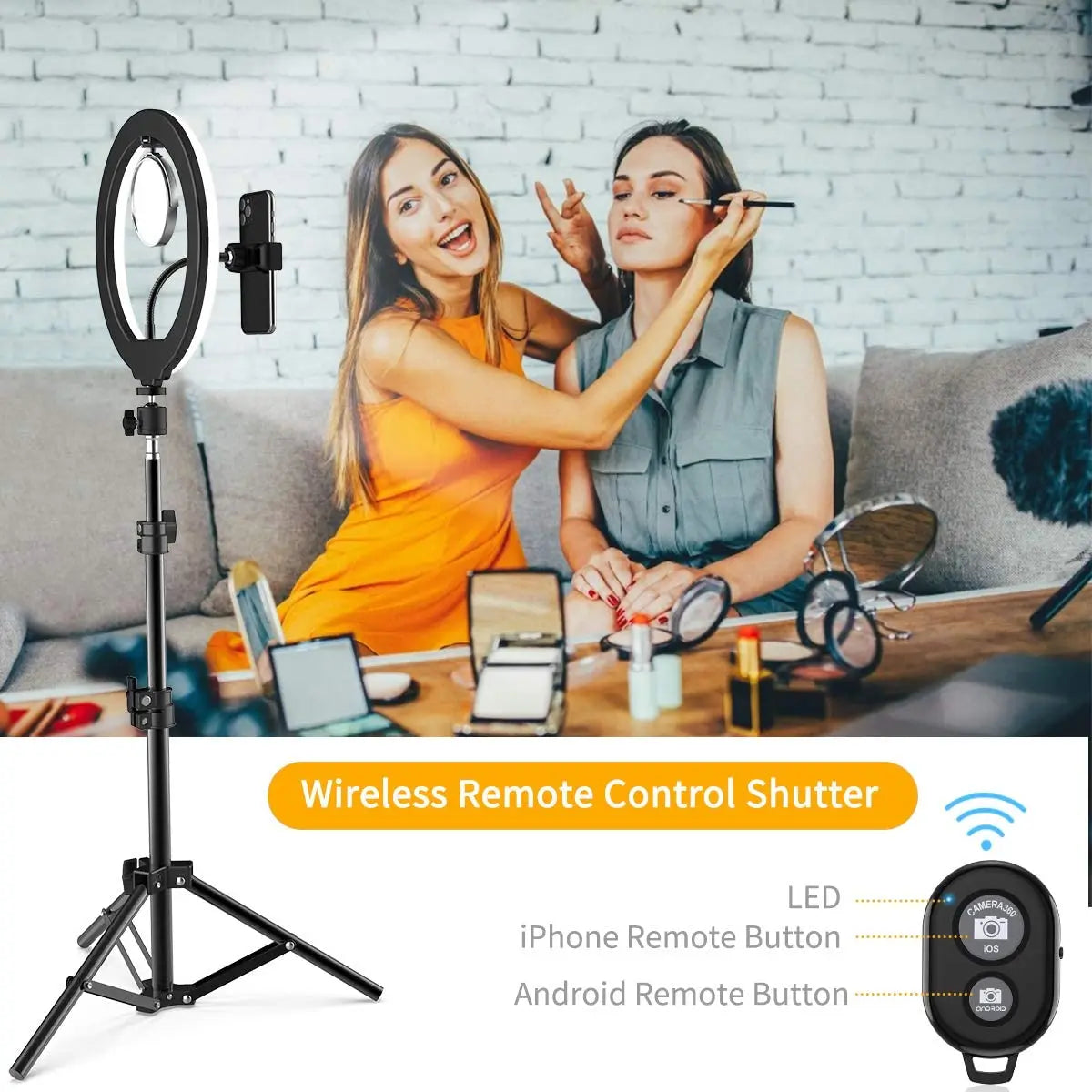 Anneau Lumineux LED pour Selfie & Vidéo – Trépied Réglable, 3 Modes & 10 Niveaux