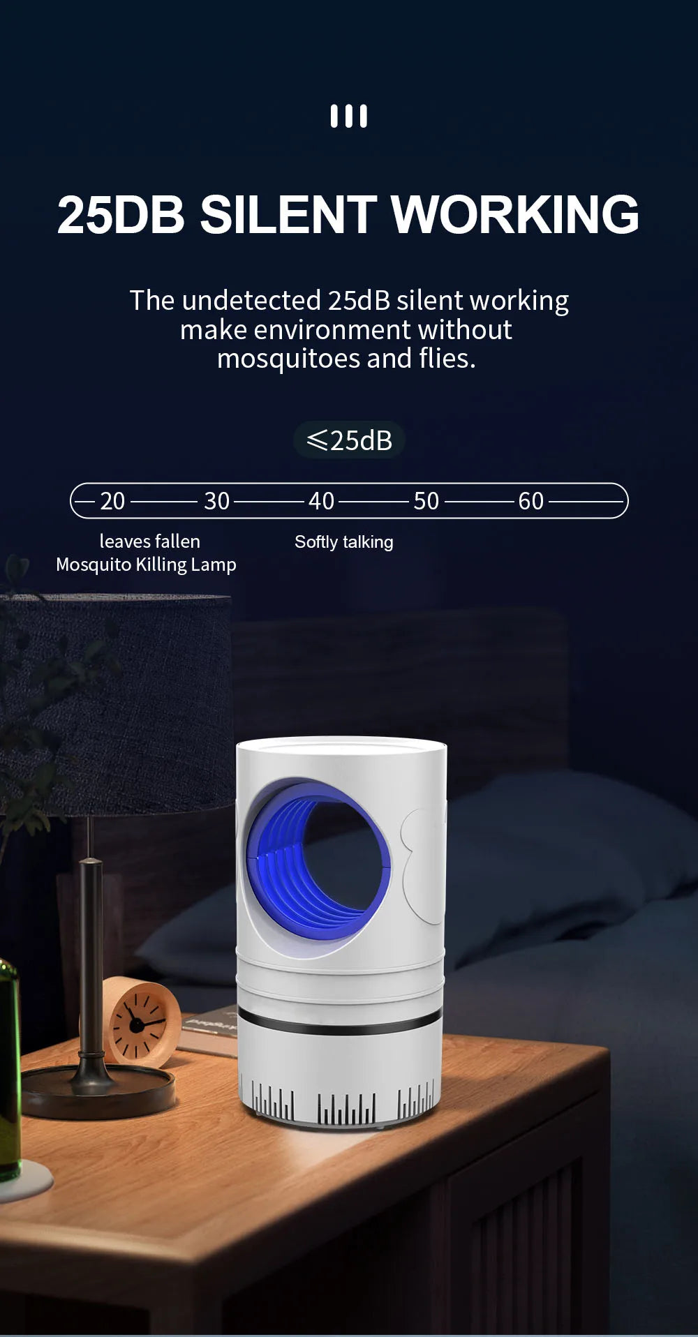 Lampe anti-moustiques électrique LED USB – Piège à insectes silencieux pour maison, chambre et bureau
