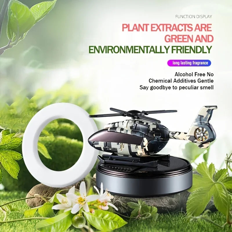Désodorisant Solaire Rotatif pour Voiture – Diffuseur d'Huile Essentielle Hélicoptère Camouflage