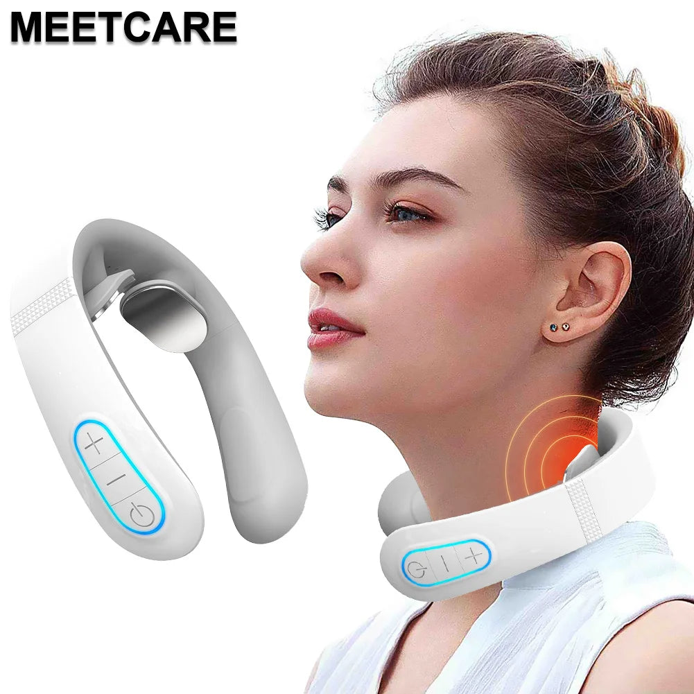 Masseur de Cou Intelligent TENS MEETCARE – 16 Niveaux, 10 Modes, Soulagement Douleur Cervicale