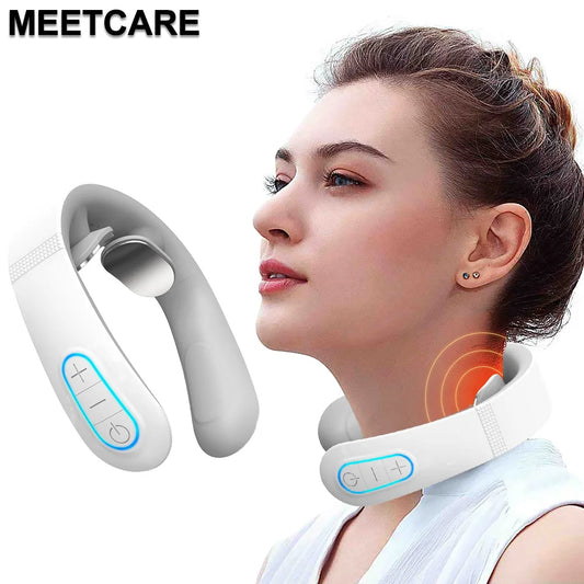 Masseur de Cou Intelligent TENS MEETCARE – 16 Niveaux, 10 Modes, Soulagement Douleur Cervicale