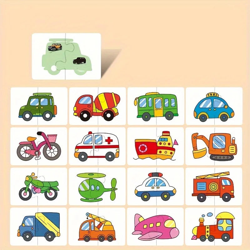 Cartes Puzzle Montessori 16 Pièces – Jouet Éducatif Bébé & Enfant 3-6 ans