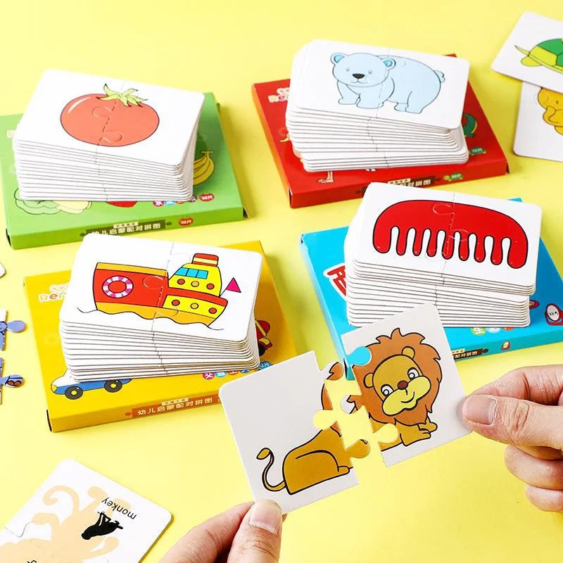 Cartes Puzzle Montessori 16 Pièces – Jouet Éducatif Bébé & Enfant 3-6 ans