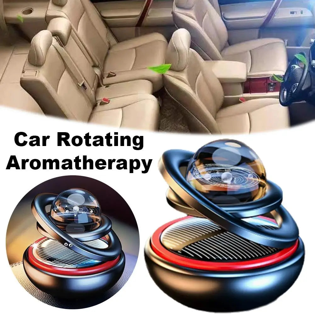 Désodorisant Solaire Rotatif pour Voiture – Boule Étoile Double Anneau & Diffuseur Aromatique