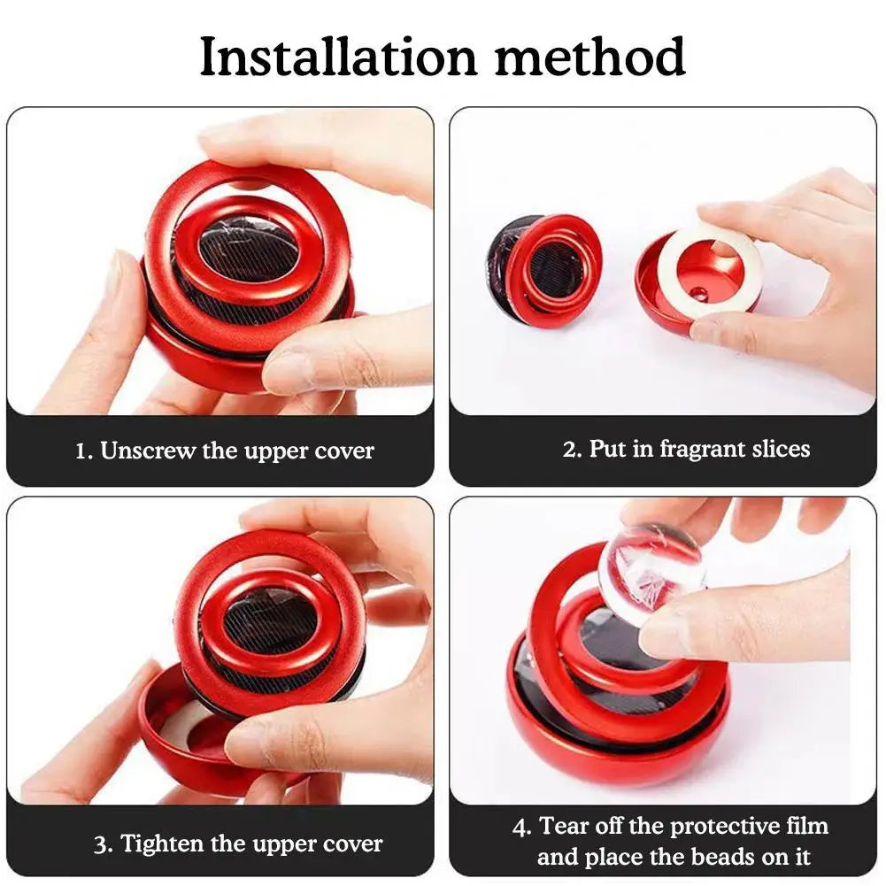 Désodorisant Solaire Rotatif pour Voiture – Boule Étoile Double Anneau & Diffuseur Aromatique